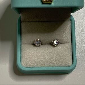 Moissanite Sterling Silver Stud Earrings 1.6cttw 6mm D Color VVS Clarity